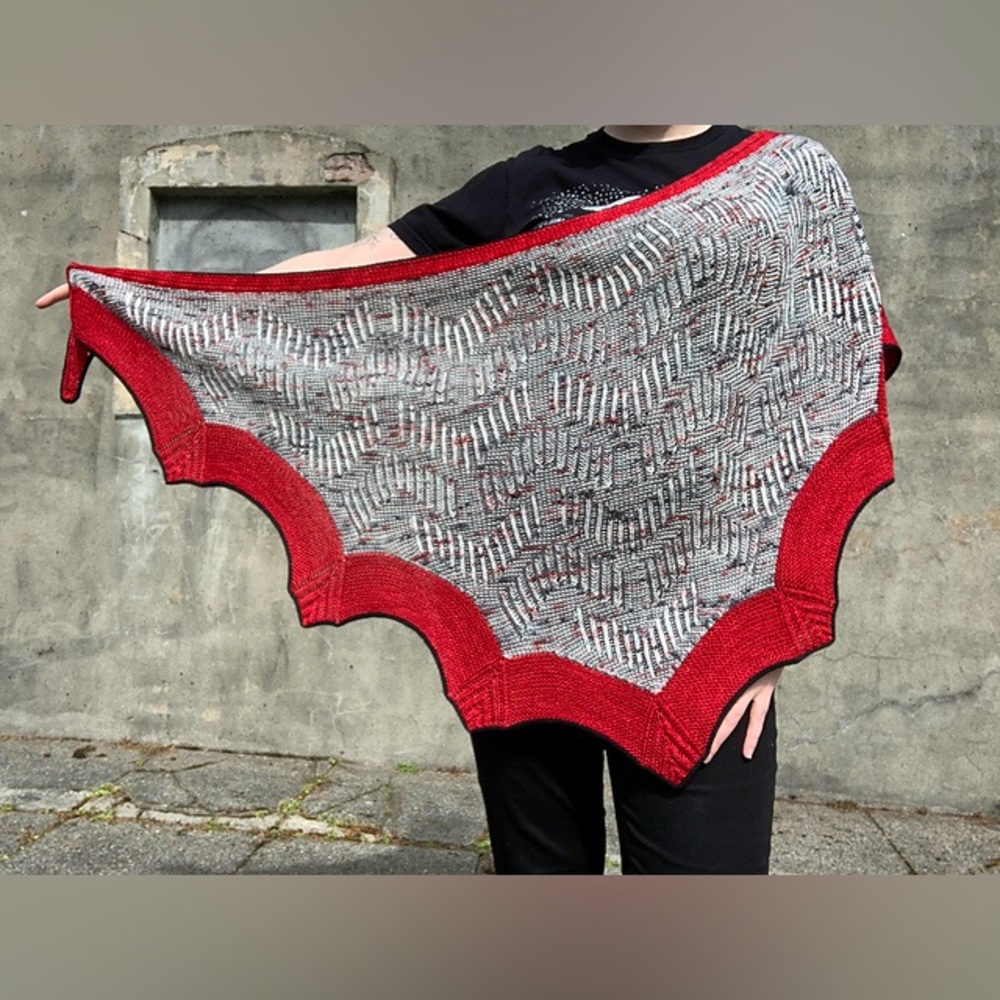 Ewe York knit wrap scarf goth handmade batwing spooky Halloween lip service